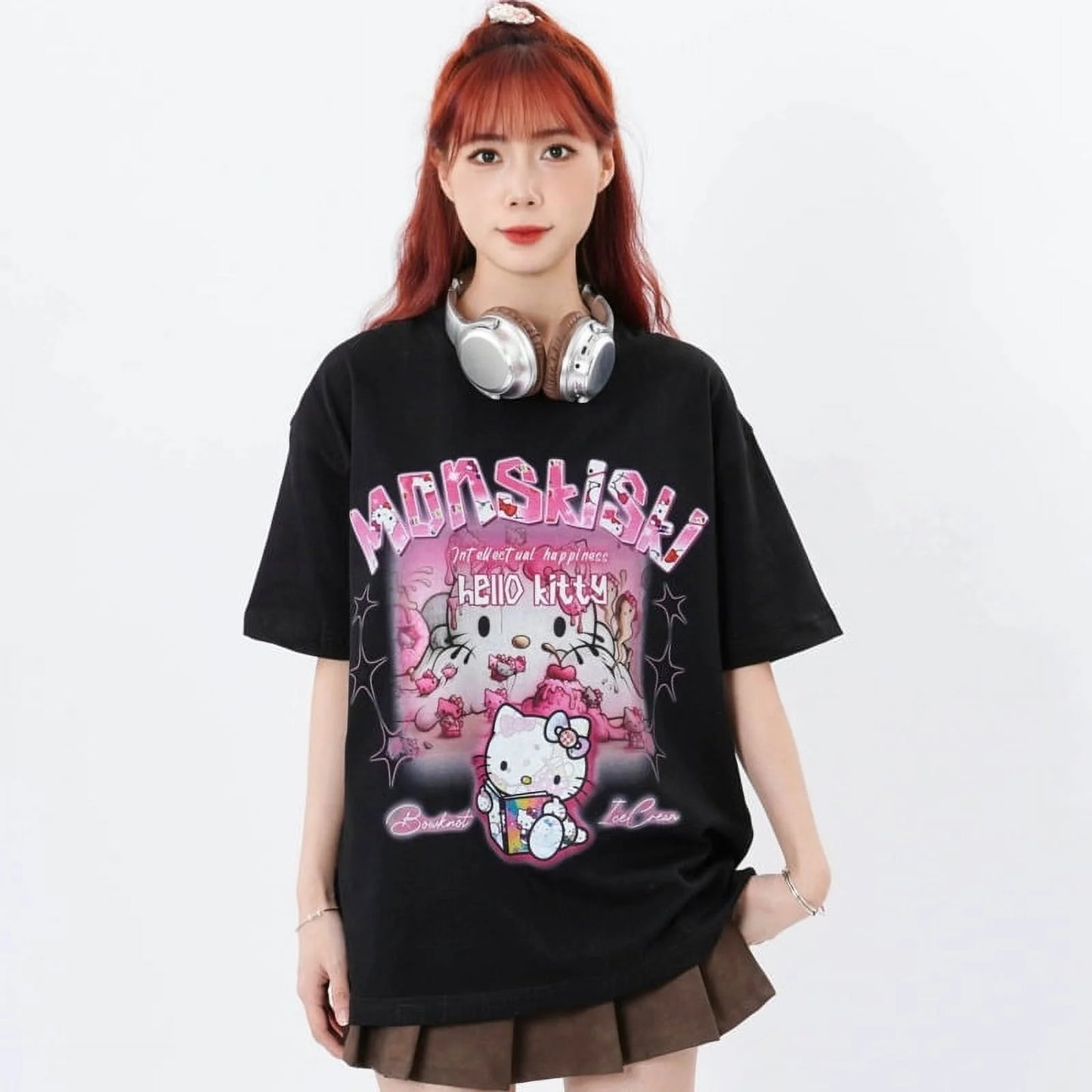 T-shirt unisexe surdimensionné Hello Kitty Monskiki