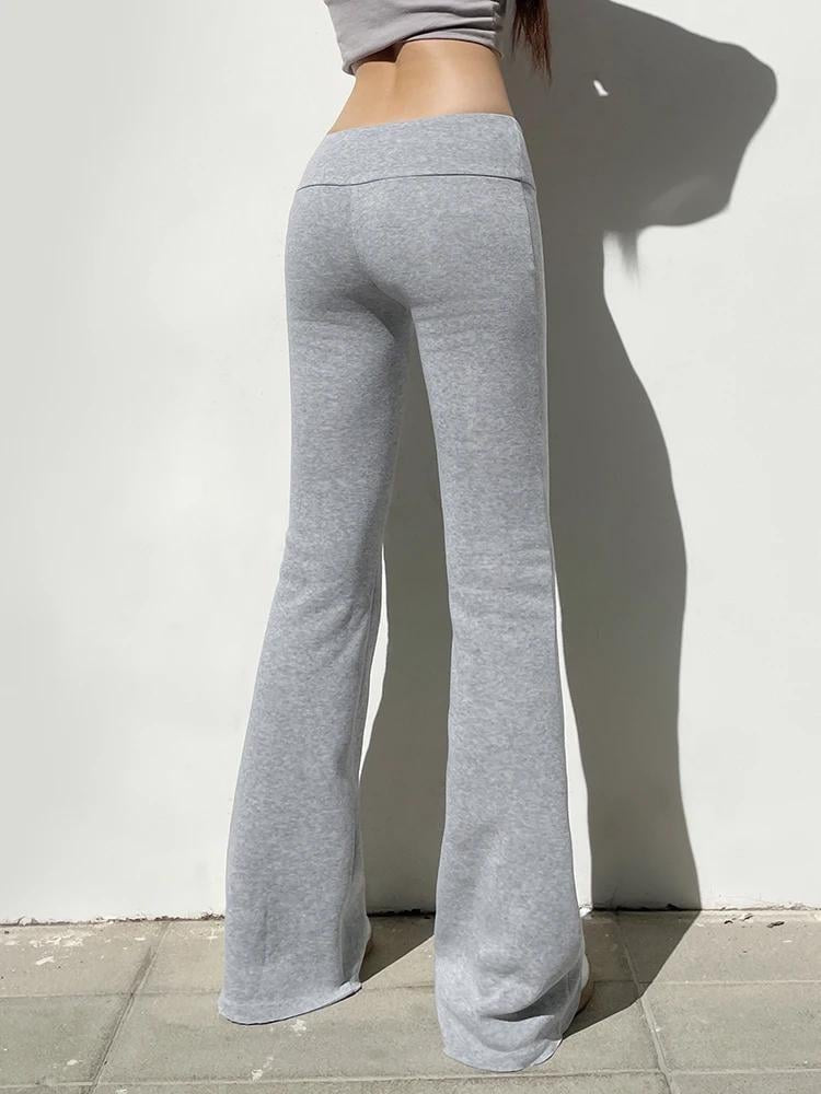 Leggings évasés taille basse gris