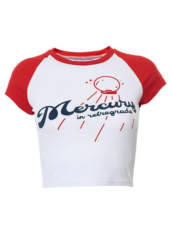 Haut court raglan rouge mercure