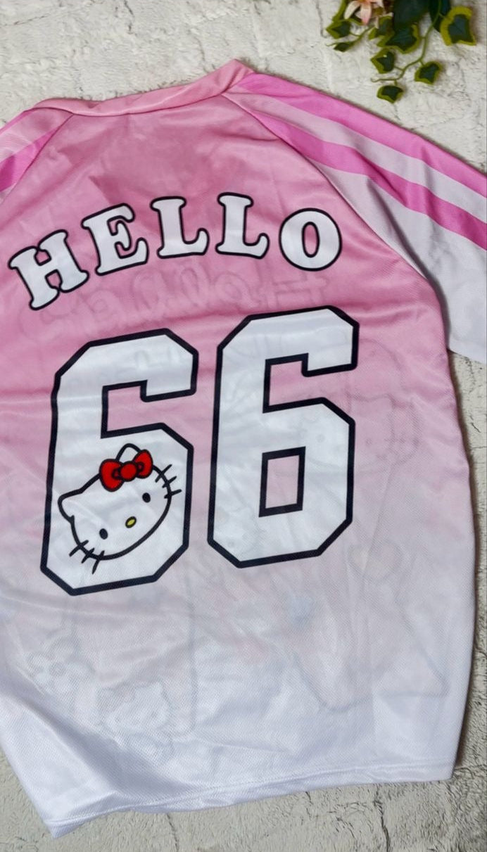 Maillot unisexe surdimensionné Hellokitty avec nœud rose