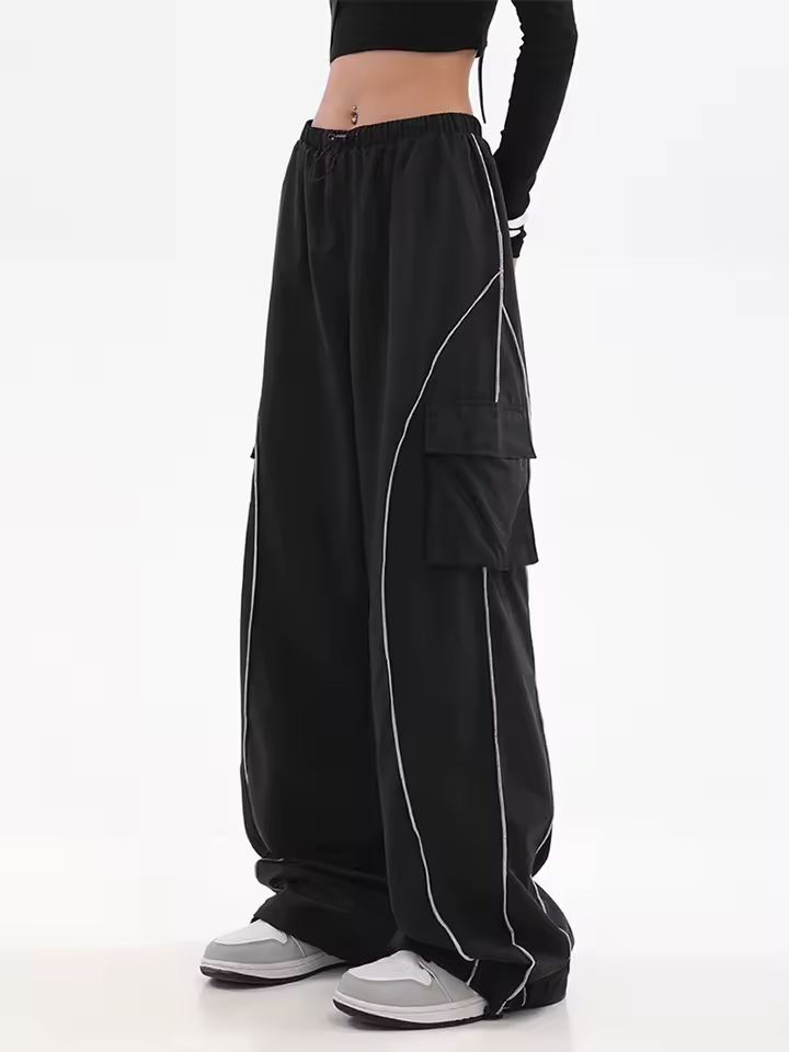 Pantalon cargo ample à cordon de serrage Y2K