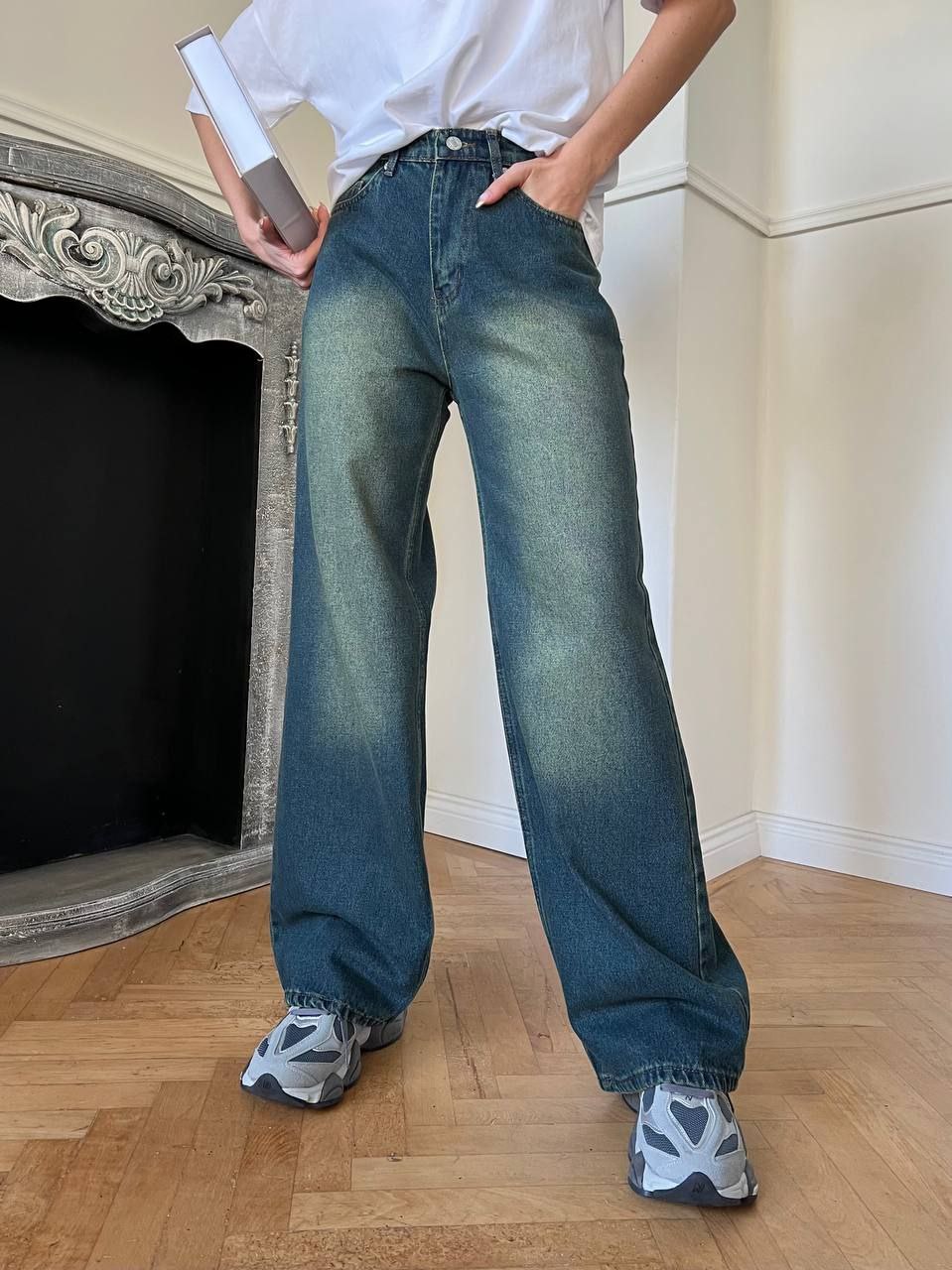 Yellow Tinted Baggy Straight Jeans