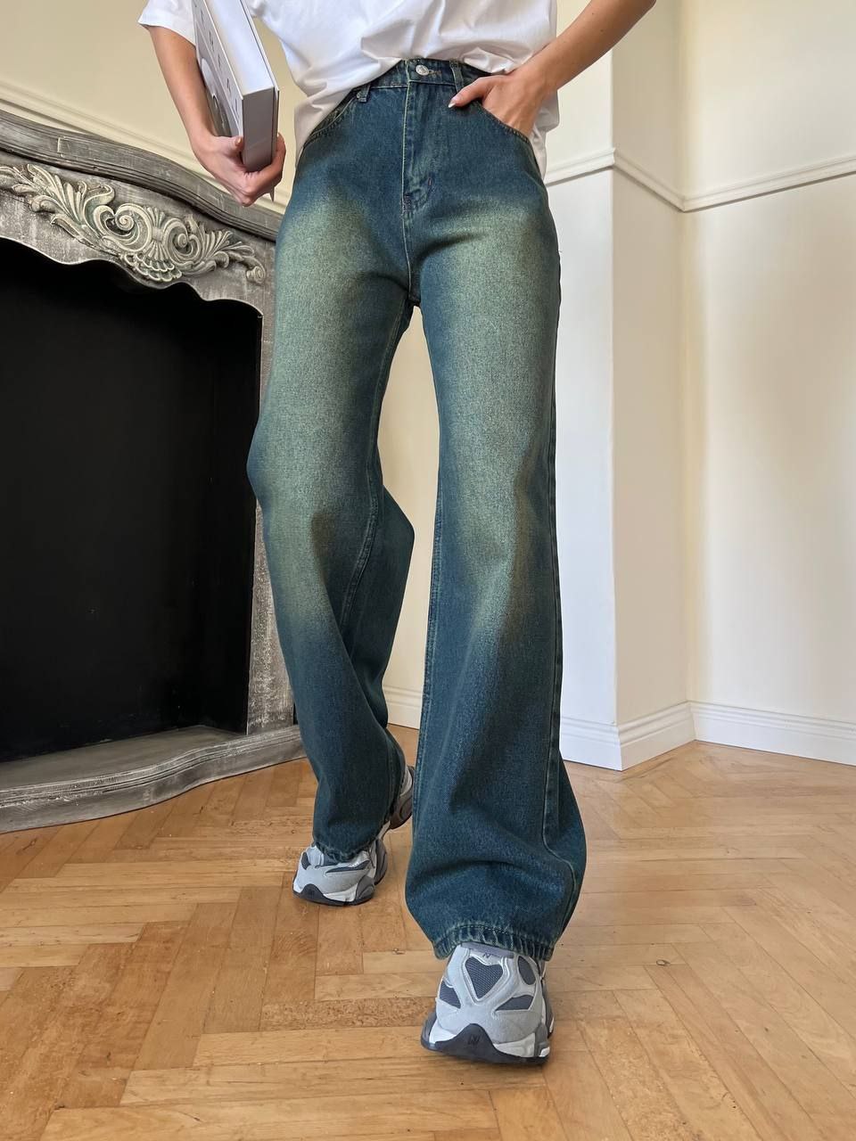 Yellow Tinted Baggy Straight Jeans