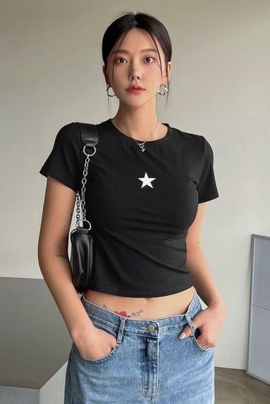 Crop top étoile noire 