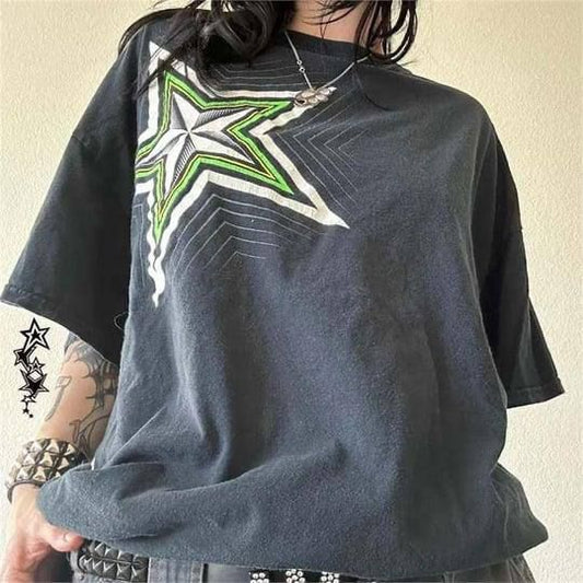 T-shirt unisexe surdimensionné à motif étoile gris fumé