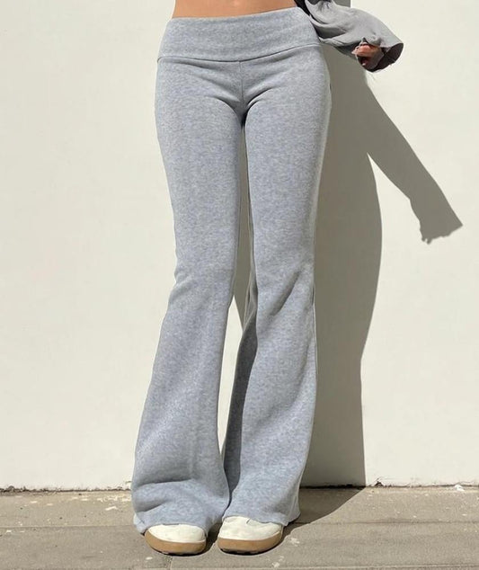 Leggings évasés taille basse gris