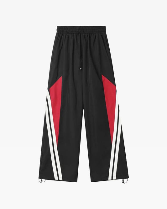 Pantalon large à taille élastique et à rayures latérales contrastées pour femme, style streetwear vintage des années 2000