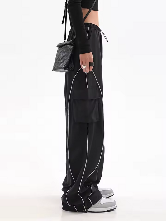 Pantalon cargo ample à cordon de serrage Y2K
