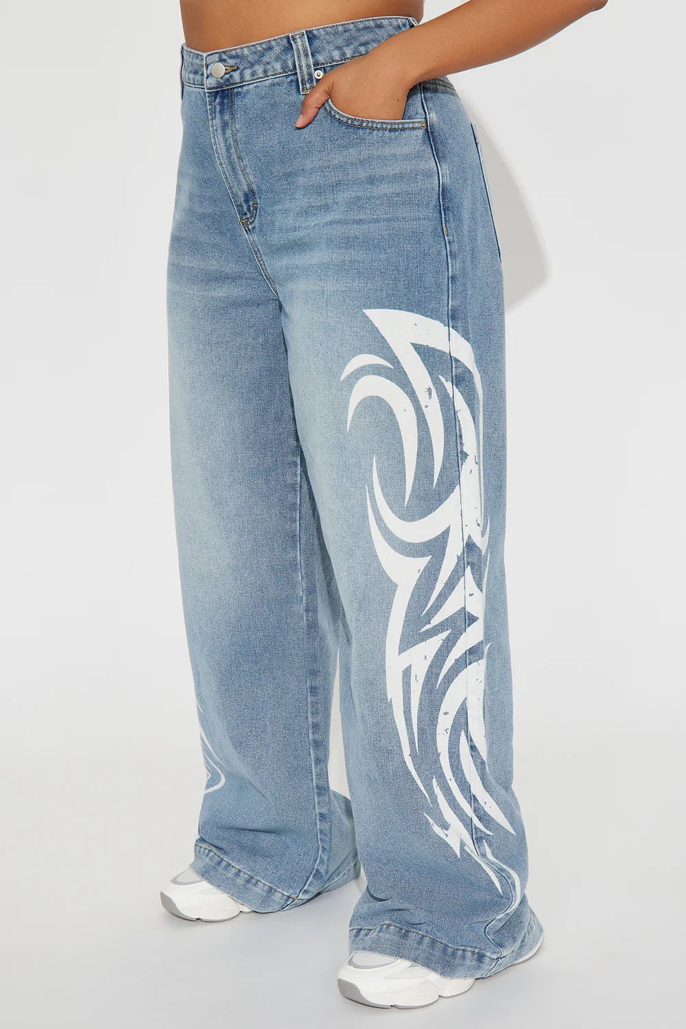 Tribal Flame Wide Leg Jeans - Image 3