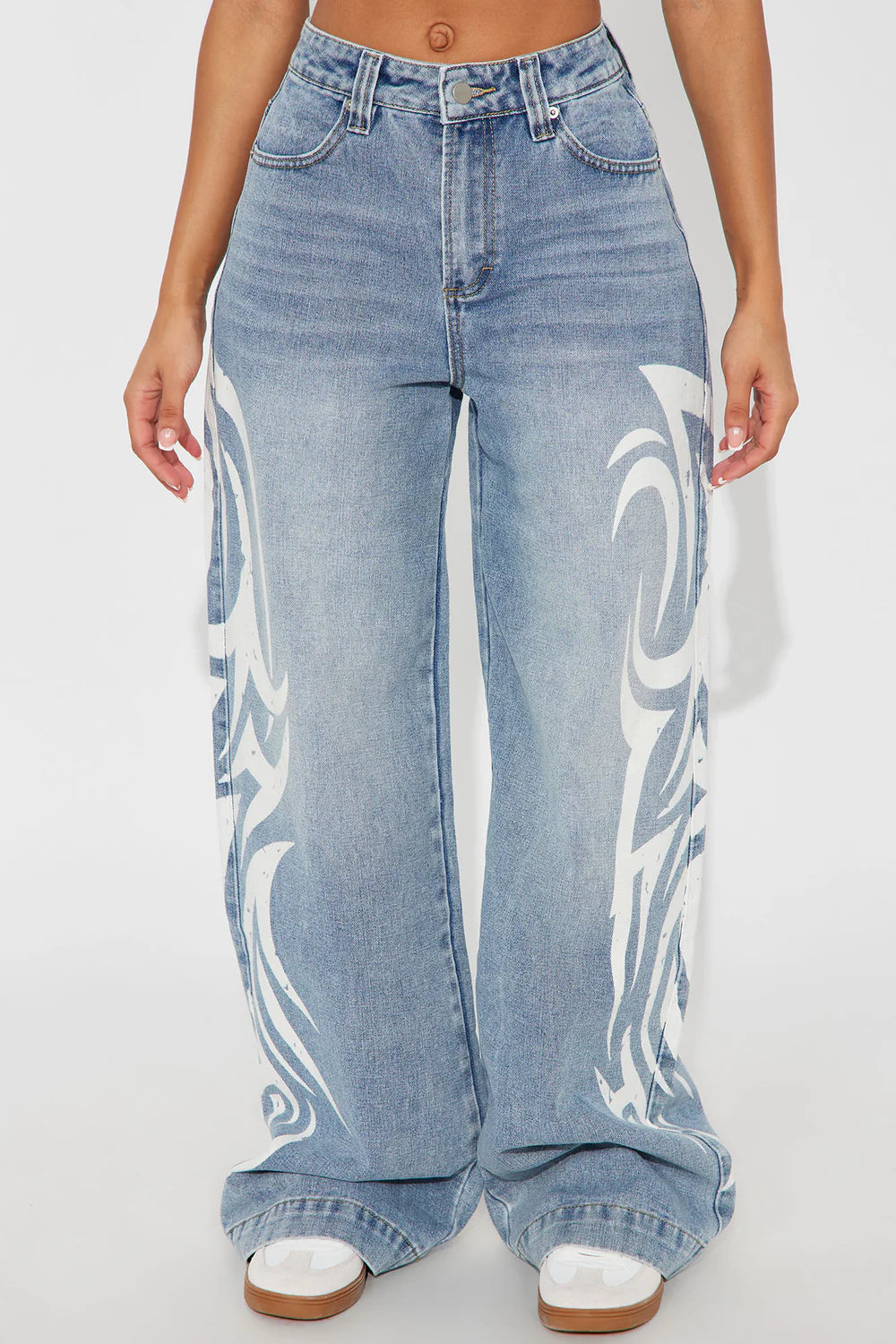 Tribal Flame Wide Leg Jeans - Image 2
