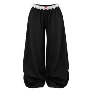 High Rise Lace Trim Wide Leg Cargo Pants