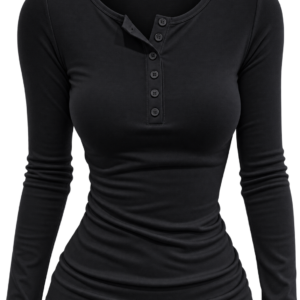 Long-Sleeve Henley Slim Fit Tee