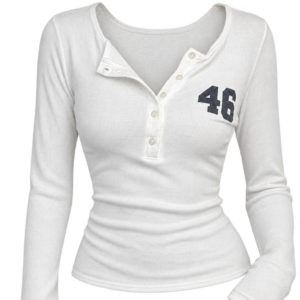 White 46 Henley Slim Fit Tee