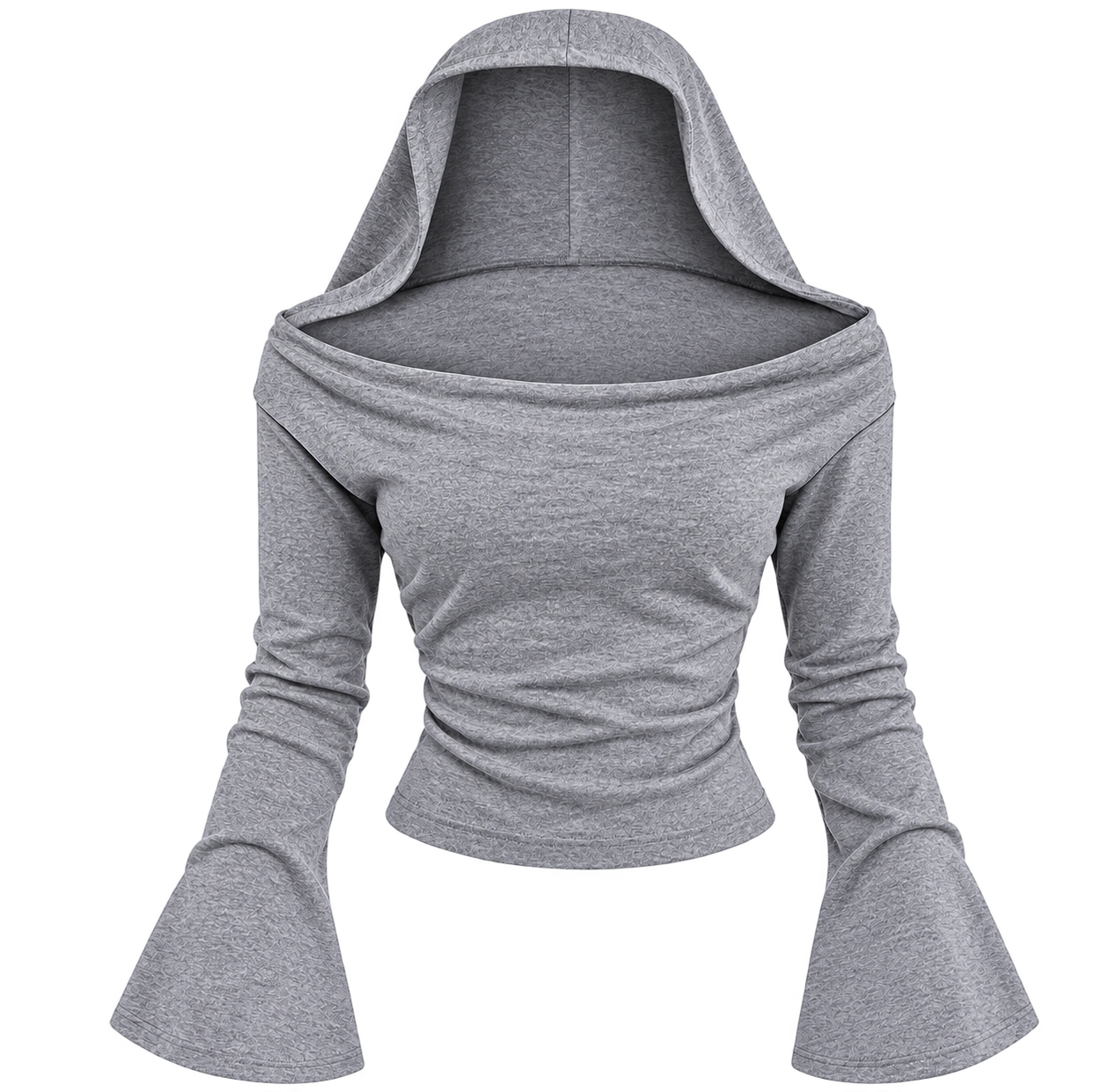 Long Sleeve Off Shoulder Plain Hooded Top