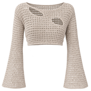 Women Brown Crochet Crop Top