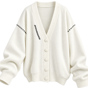 Contrast Stitch V-Neck Cardigan