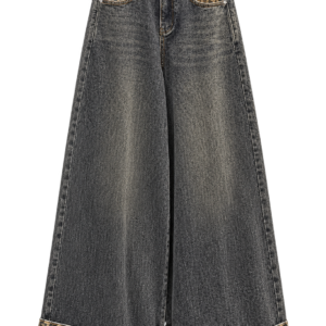 Leopard Patchwork Baggy Jeans
