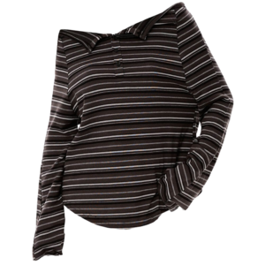 Long Sleeve Cold-Shoulder Striped Loose-Fit T-Shirt